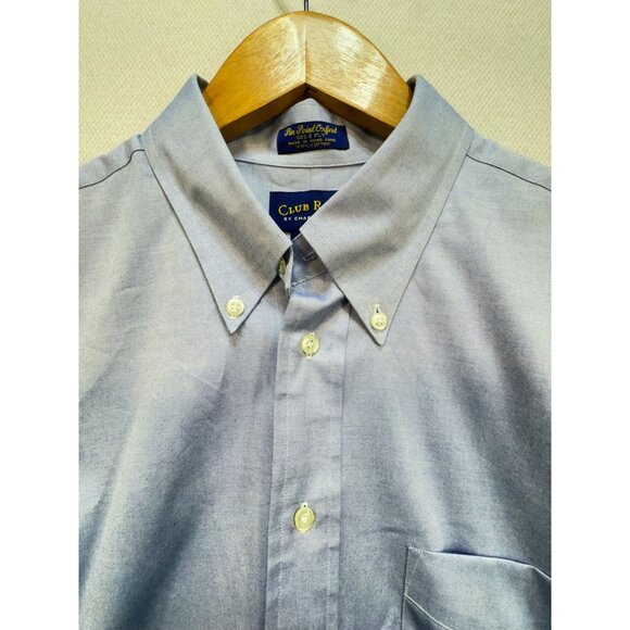 Club Room Mens Pinpoint Oxford Dress Shirt Size 16 32/33 Light Blue Pocket - Picture 4 of 13